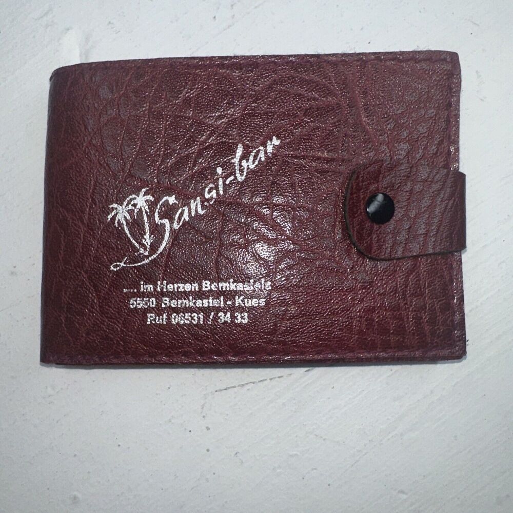 VTG 60s Sansi-bar Red Vinyl Wallet Snap Latch Pocket Coin Slots Germany 🇩🇪